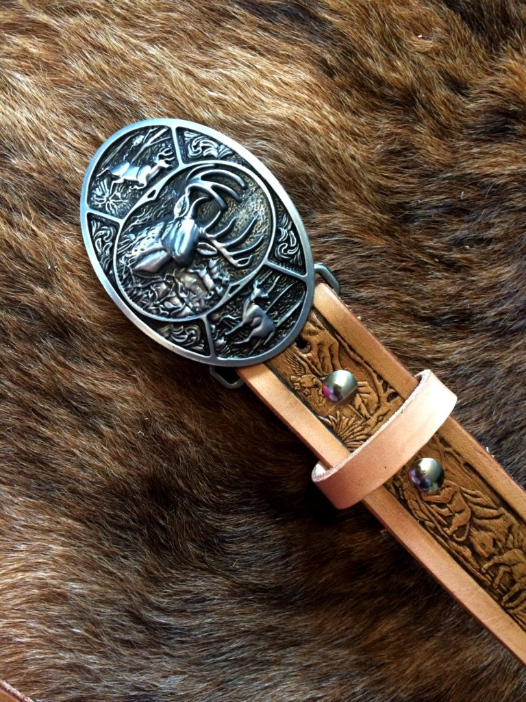 Wildlife tooeld leather belt