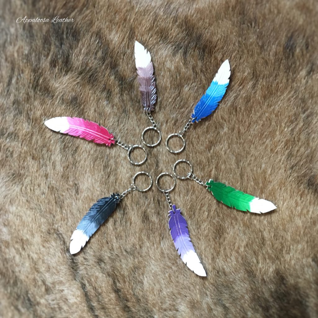 Leather sale feather keychain