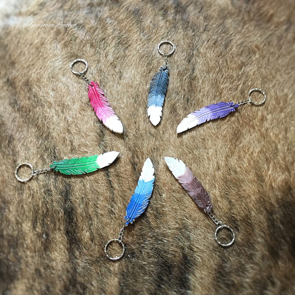 Ombre feather key chains