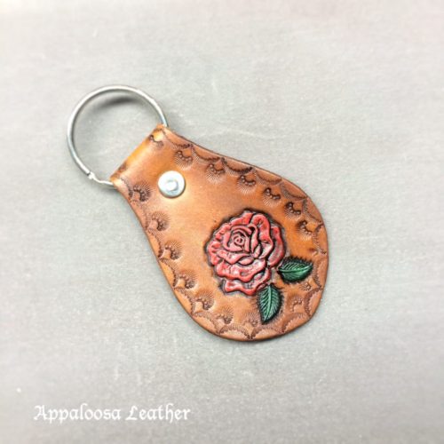 rose leather key fob
