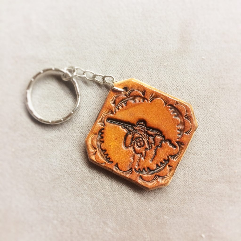 Custom leather shooter key chain trap shooting hunting