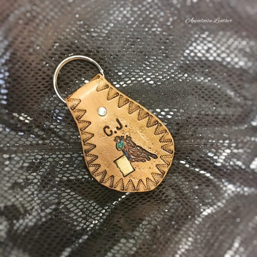 custom leather barrel racer key chain