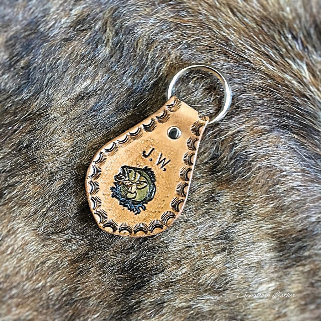 Bass fish Leather key chain