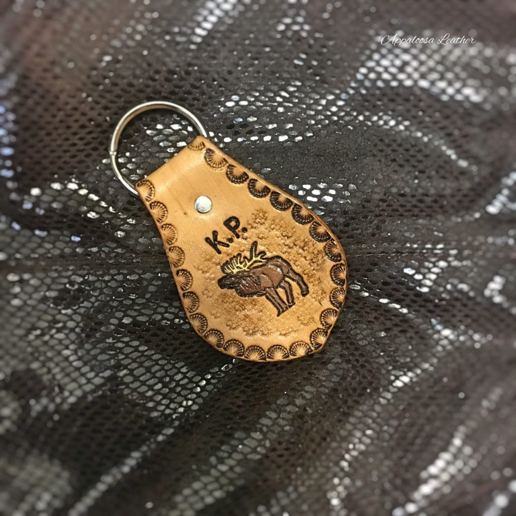 custom leather elk key chain