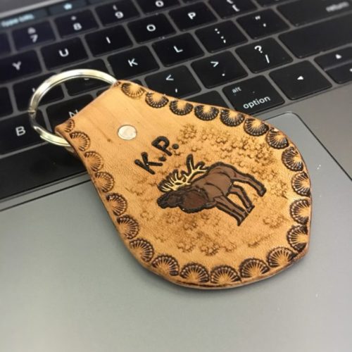 custom leather elk key fob