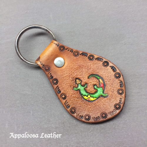 colorful gecko leather key chain