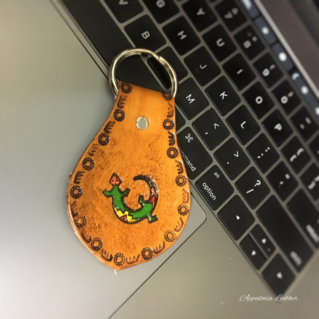 colorful gecko leather key chain