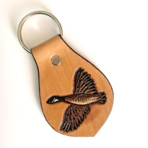 leather goose keychain