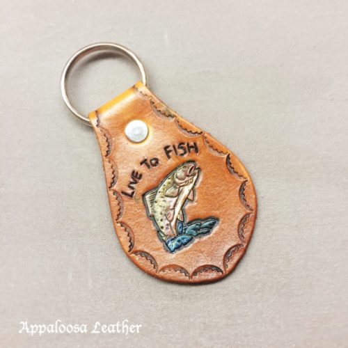 Live to Fish leather Keyfob