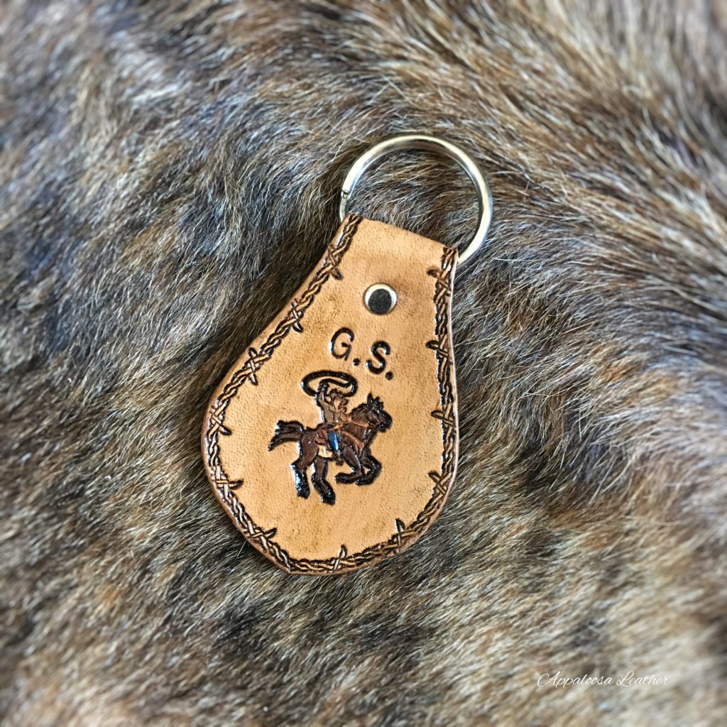 Rodeo horse custom leather key chain