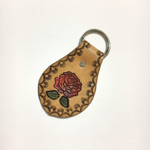 Red rose leather key fob
