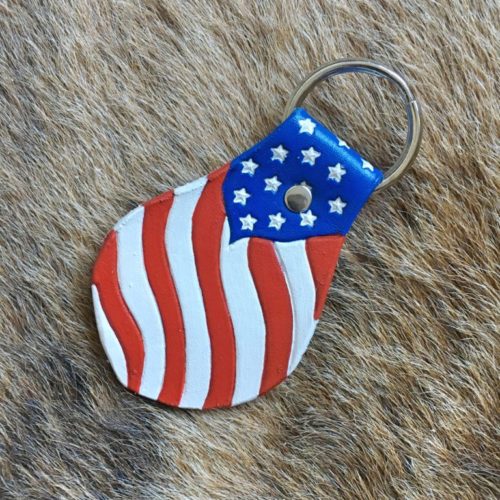USA flag leather key fob stars and stripes