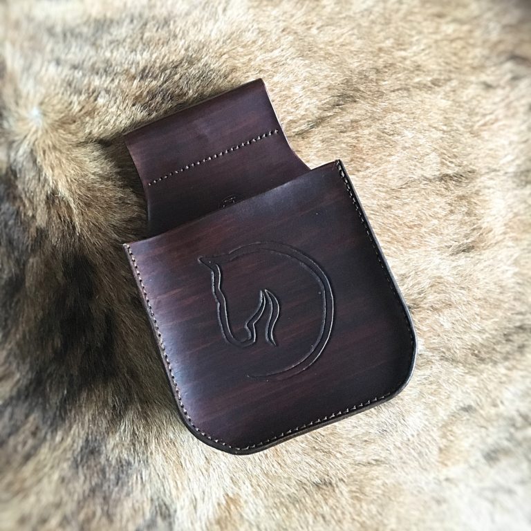 Dark brown horse leather shell pouch