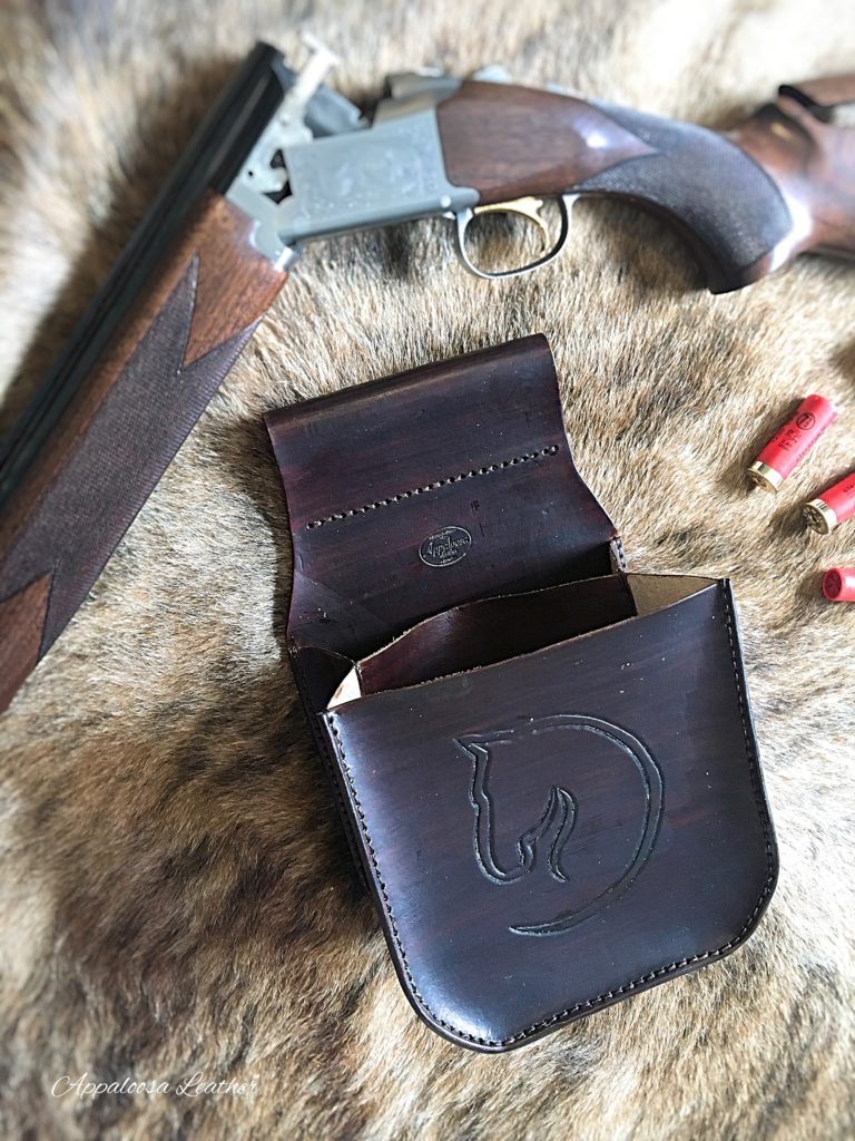 Dark brown horse leather shell pouch
