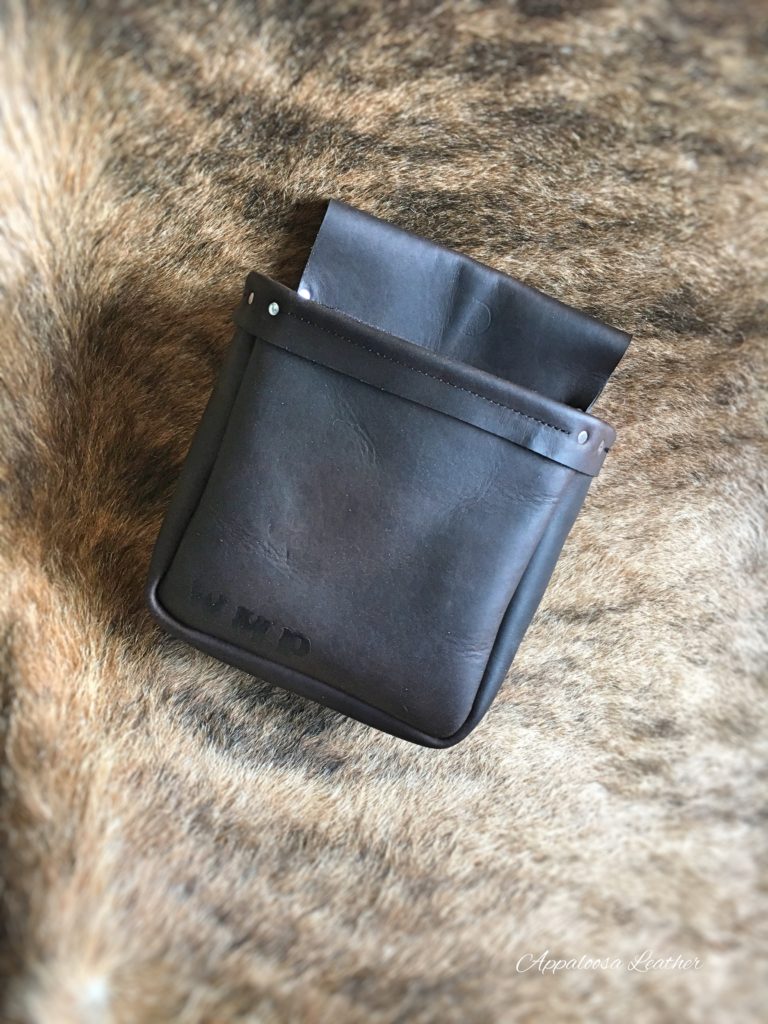 brown leather shell pouch