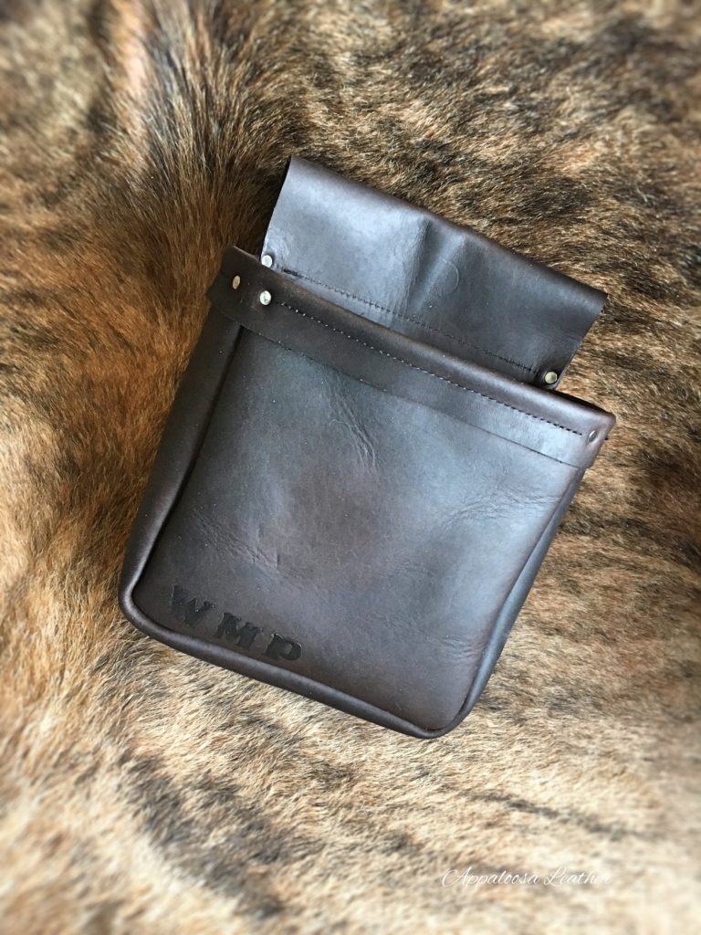 brown leather shell pouch