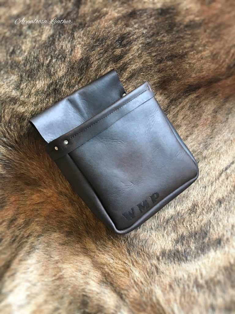 brown leather shell pouch