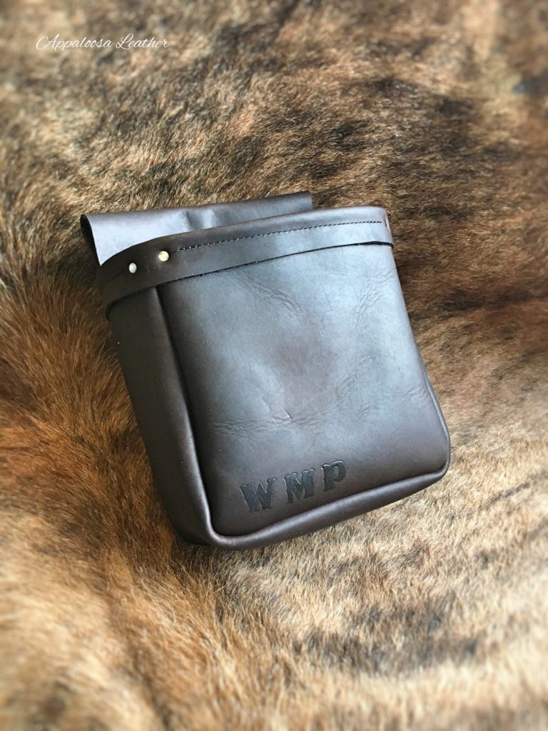 brown leather shell pouch