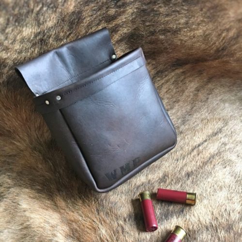 brown leather shell pouch