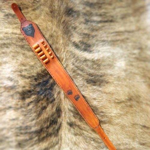 Bear leather gun Sling with Horizontal Ammo Loop shell holders