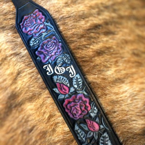 pink and purple roses custom leather gun sling