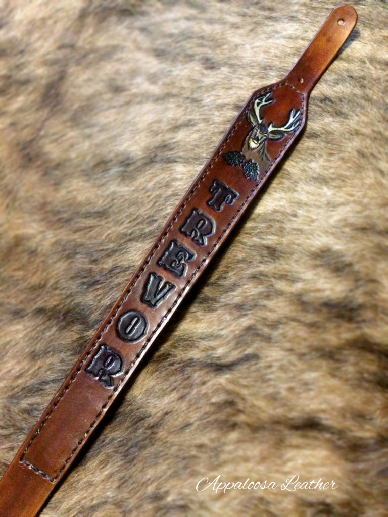 Mule Deer & Oak Leaves Rifle Sling - Appaloosa Leather Inc