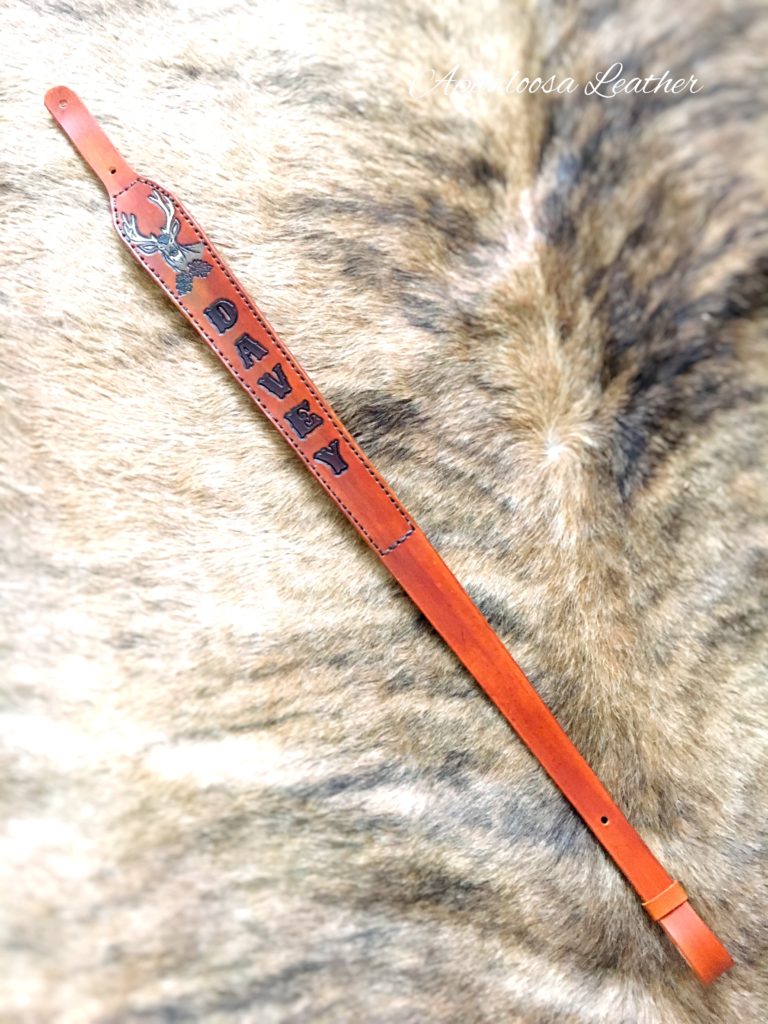 mule deer buck custom Leather rifle sling