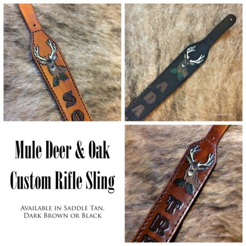 mule deer buck custom Leather rifle sling