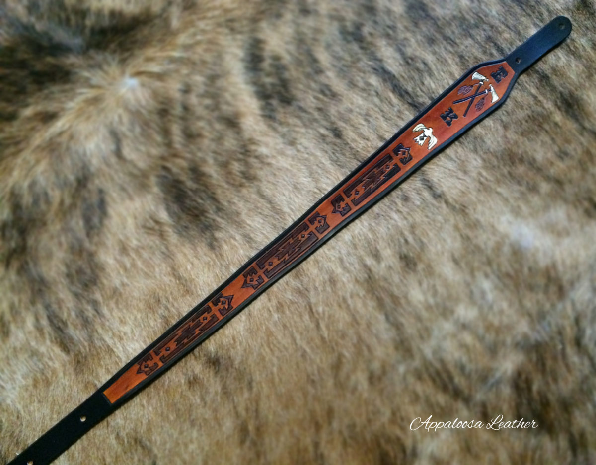 Tomahawk leather rifle sling custom initials
