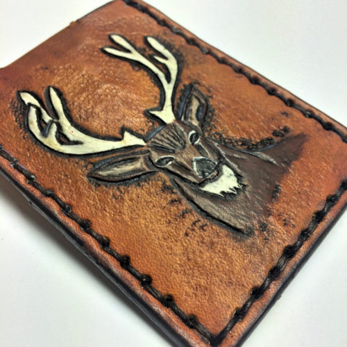 Mule deer leather card wallet