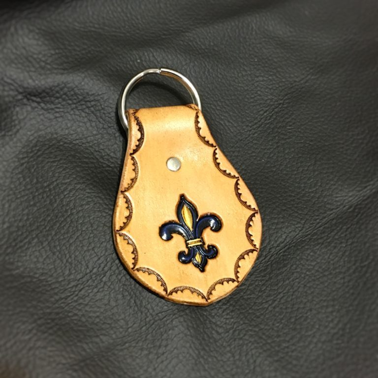 Blue & Gold Fleur De Lis Keyfob