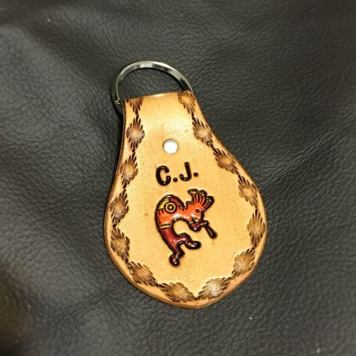 Kokopelli Custom Leather Keyfob