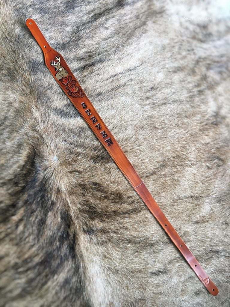 Custom Whitetail and Maple Leaves Leather Gun Sling