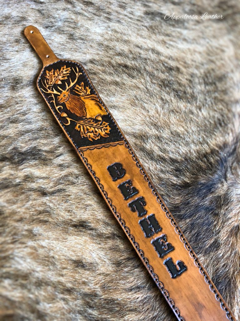 Elk, Oak Leaves & Acorn Gun Sling - Appaloosa Leather